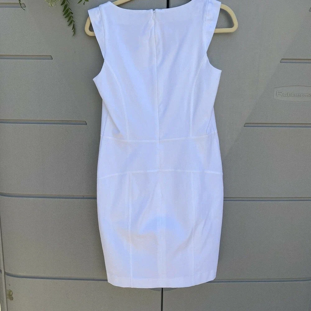 Drew Dress The Population women’s white corset dress w/ leather trim sz 6 - Picture 3 of 7